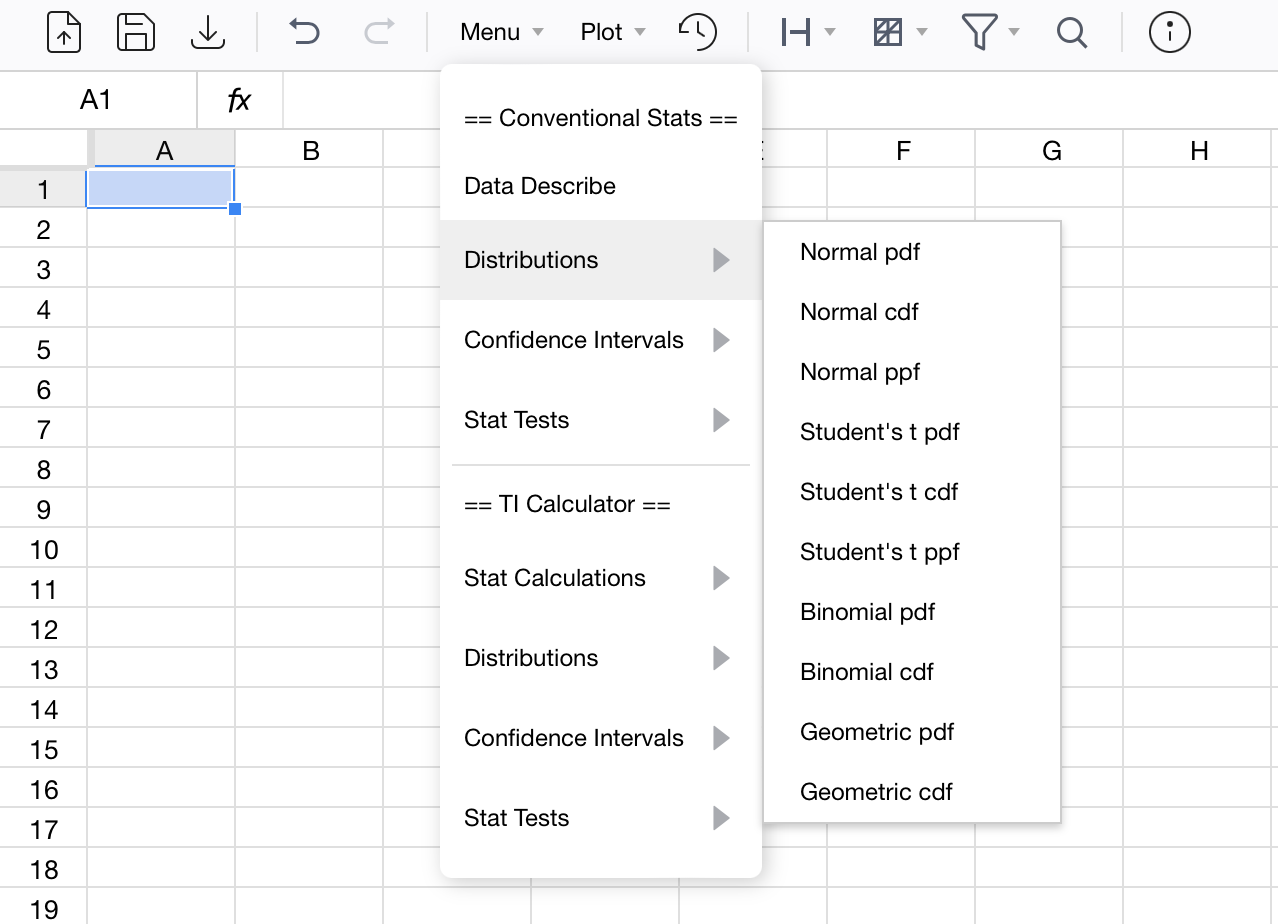 Example of the DesmoStats menu interface